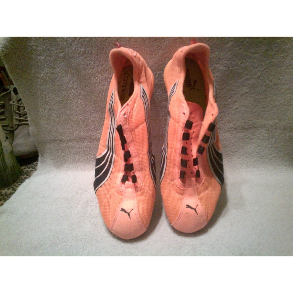 Puma Cleats Shoes Size 9.5 USA Orange Black